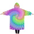 thumbnail image 2 of Oversized Wearable Blanket Hoodie,Colorful Tie Dye Pattern Sherpa Blanket Hoodie with Super Pockets,Super Warm Fuzzy Pullover for Women & Men, 2 of 6