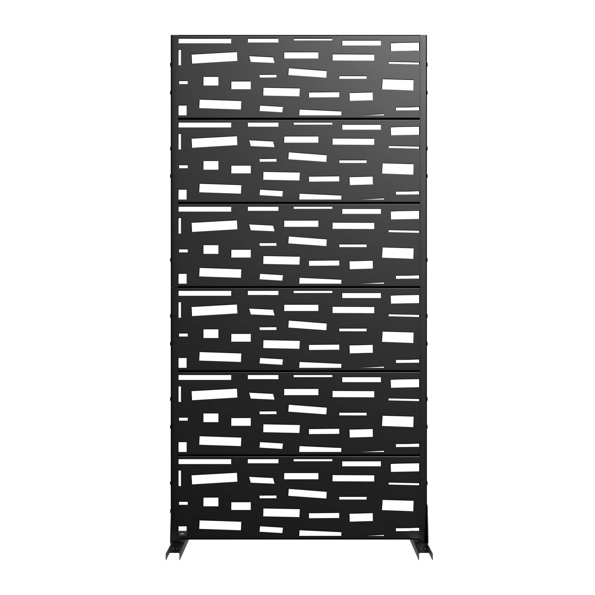 MAYEERTY 72x35x16 Inch Black Rectangular Galvanized Steel Privacy Screen, 6 Piece Set for Outdoor Street