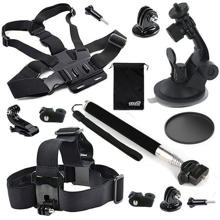 EEEKit Accessories Kit for GoPro Hero 5 4 Session 3+ 3 2, Spypoint Xcel Action Camera,Head/Chest/Selfie Stick/Car