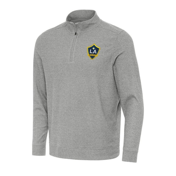 Men's Antigua Heather Gray LA Galaxy Subtle Quarter-Zip Jacket