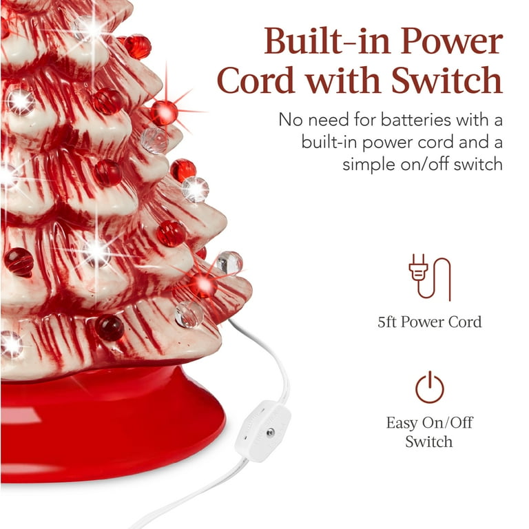 Best Choice Products 15in Pre-lit Ceramic Christmas Tree w/ Cord, Hand-Painted Decoration - Peppermint Candy Cane Best Choice Products 15in Pre-lit Ceramic Christmas Tree w/ Cord, Hand-Painted Decoration - Peppermint Candy Cane