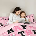 thumbnail image 4 of Manfei Happy Birthday Gift Twin Bedding Sets 7-Piece,Football Sports Bedding Comforter Set,Pink White Black Sheet Sets For Girls Kids,Luxury Bedroom Decor,Reversible, 4 of 8