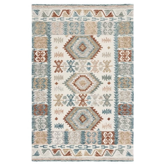 SAFAVIEH Micro-Loop Kaeden Southwestern Area Rug, Ivory/Blue, 8' x 10'