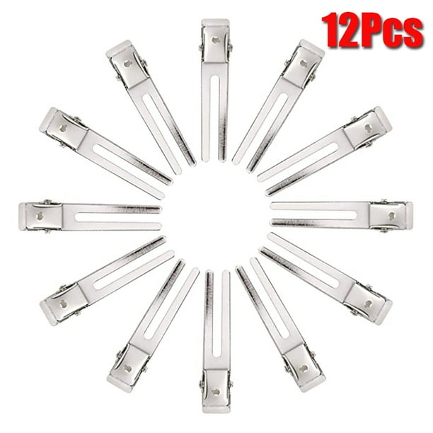 Dicasser 12Pcs 1.8inches Hair Curl Clips Hairdressing Double Prong Pin