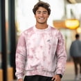 thumbnail image 3 of Dalix UFO Embroidered Washed Crewneck Sweatshirt Long Sleeve Fleece Cotton Mens in Tie Dye Pink M Medium, 3 of 5