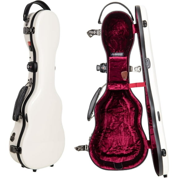 Crossrock Concert Ukulele Case, Fits Up to 24 Inches | 100% Fiberglass Hardshell with Brand Latches, TSA Lock, Accessory Compartment, and Detachable Straps-Milky White