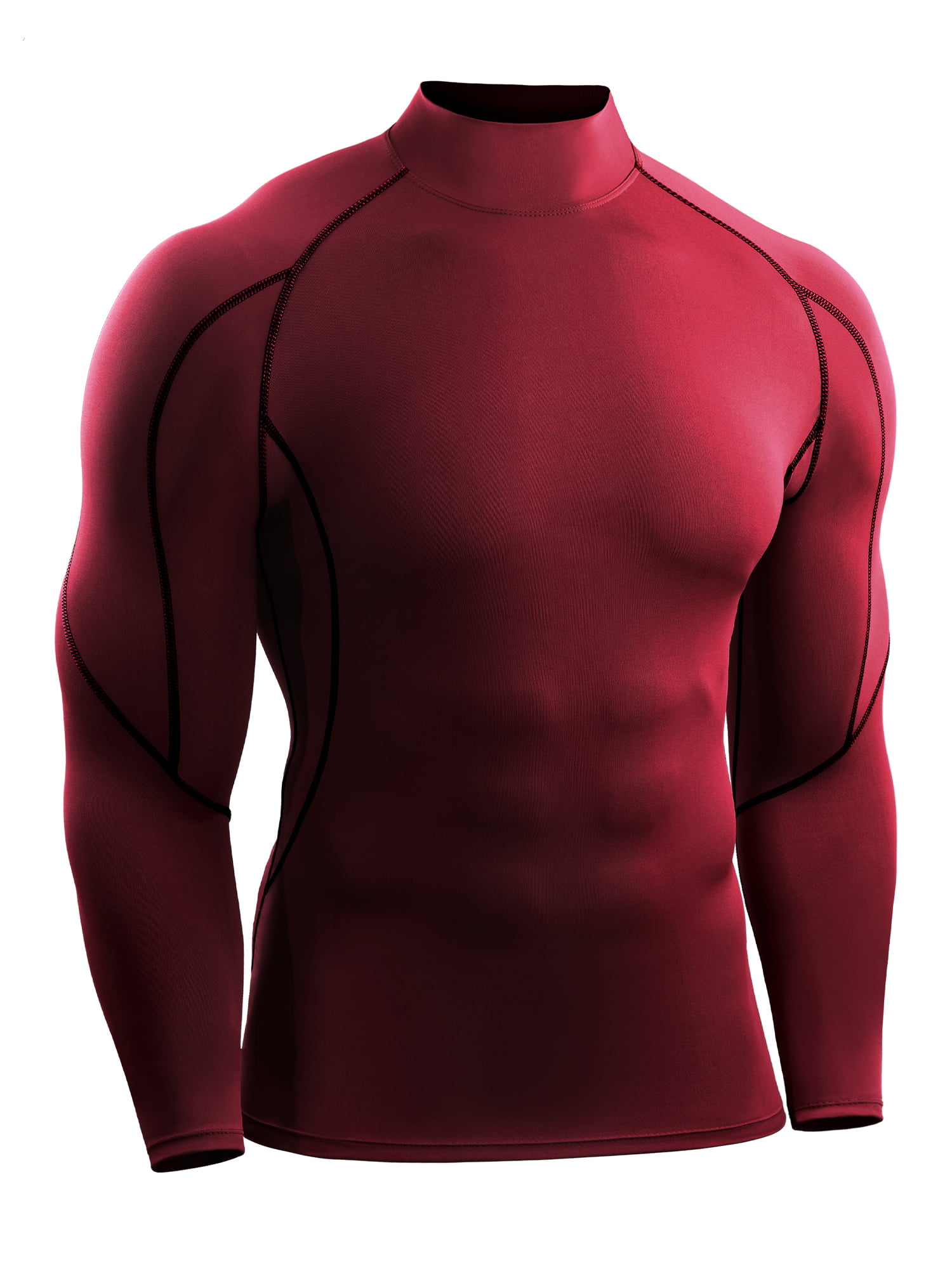 Mens Winter Athletic Shirt Compression Baselayer Gym Mock Neck Long Sleeve Tops 