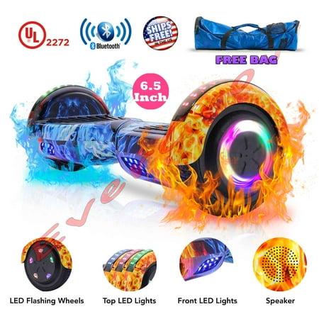 Bag + Flame UL 2272 Certified 6.5" Two-Wheel Smart Self Balancing Scooter Hoverboard with Bluetooth Speaker (WHEELS-UC6.5-FLAME)