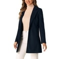 thumbnail image 4 of INSPIRE CHIC Women's Classic Notched Lapel Long Sleeves Long Overcoat M Deep Blue, 4 of 5