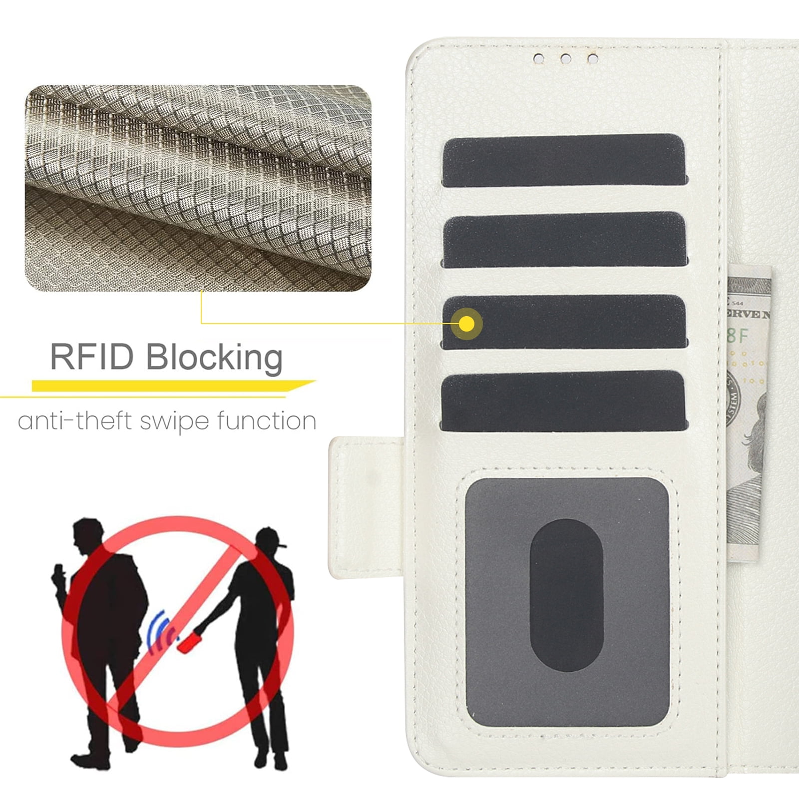 Wallet Case for Samsung Galaxy Z Fold 7 with S-Pen Holder and Credit Card Slots, Premium PU Leather RFID Blocking Magnetic Closure Flip Phone Case Cover for Samsung Galaxy Z Fold 7, White