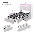 thumbnail image 2 of Afuhokles Twin Upholstered Bed Frame with 3 Large Storage Drawers, Storage Headboard with LED Lights and Charging Station, Velvet Platform Bed, White, 2 of 6