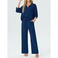 thumbnail image 2 of MINTREUS Lounge Sets for Women Casual Long Sleeve Button Down Shirt and Drawstring Wide Leg Pants Two Piece Outfits with Pockets Pjs, 2 of 6