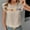Beige, variant on Women's New Crewneck Embroidered Tops Ruffle Short Sleeve Flowy Babydoll Blouse Boho Textured Pullover