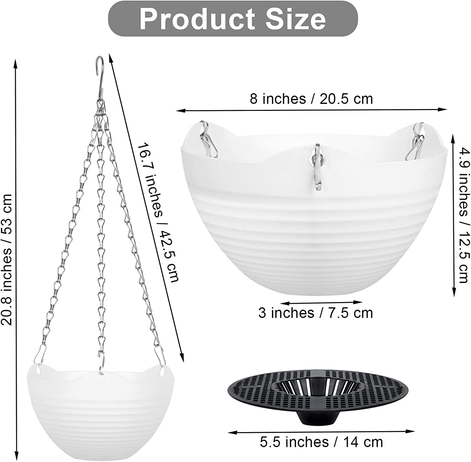 Set of 7 Hanging Planter Garden Flower Pots Hanging Planter Basket for Indoor Outdoor Plants with Drain Holes, Multicolor (Happon)