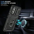 thumbnail image 6 of ELEHOLD Rugged Case for Samsung Galaxy A14 5G,Heavy Duty Hybrid Camera Lens Protector 360° Rotation Ring Holder Card Slot Kickstand Function Anti-Slip Shockproof Armor Case,Black, 6 of 10