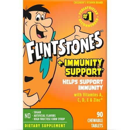 Flintstones Chewable Multivitamin   Immune Support, Vitamin C, Zinc for Kids, 90 Count