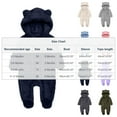 thumbnail image 2 of Newborn Baby Fleece Jumpsuit Hooded Long Sleeve Onesies Footie Rompers Fall Winter Thick Outwear Outfits for Girls Boys 0-12M, 2 of 4
