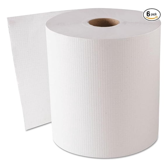 CONSUMER 1820 Hardwound Roll Towels, 1-Ply, White, 8" x 800ft, 6 Rolls/Carton