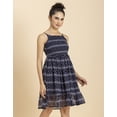 thumbnail image 2 of MoomayaWomens PrintedStrappy Flared Dress, Smocked Frilled Short Dress, 2 of 8