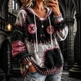 thumbnail image 2 of Meltox Womens Hooded Sweatshirt with Pocket Lightweight Fleece Pullover Long Sleeve Relaxed Fit Patchwork Graphic Hoodie Top Gray 2XL, 2 of 9