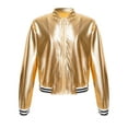 thumbnail image 3 of Manyakai Kids Girls Shiny Metallic Jackets Boys Long Sleeve Motorcycle Coats Outerwear Hip Hop Jazz Gold 14, 3 of 8