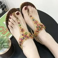 thumbnail image 6 of Penkiiy Women's Sandals Beaded Flat Summer Shoes T-Strap Thong Bohemian Casual Dressy Sandals for Women 38 Brown, 6 of 7