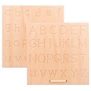 Angle View: Alphabet Tracing Board Double Sided Letters/ Number/ Shape Tracing Boards with Wood Stylus Pen Montessori Toys for Toddlers Preschool Sensory Play