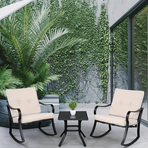 3 Pcs Outdoor Rocking Chair Set Patio Furniture Bistro Sets 2 Chairs With Coffee Table All Weather Steel Frame For Garden Pool Backyard Conversation B090 Com - Mainstays Brayhills Bistro Patio Furniture Set 3 Pcs Outdoor Rocking Chair Set Patio Furniture Bistro Sets 2 Chairs With Coffee Table All Weather Steel Frame For Garden Pool Backyard Conversation B090 Com - Mainstays Brayhills Bistro Patio Furniture Set