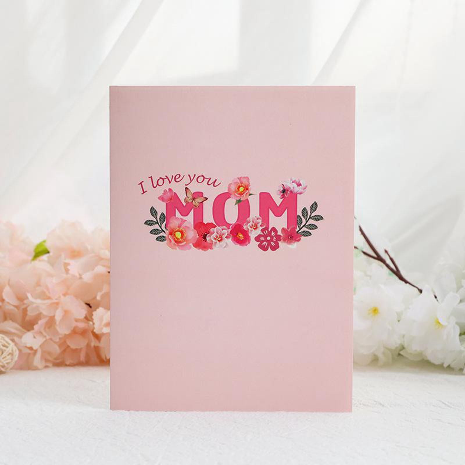 3D Pop Up Mother's Day Card, "Best Mom Ever" Floral Greeting Card with Matching Envelope, I Love You Mom Pop Up Card for Mother's Day, Happy Birthday & Appreciation Mother's Day Card 1Pcs
