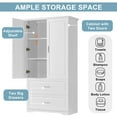 thumbnail image 2 of Gzxs 63.2" H Tall Storage Cabinet with 2 Doors &Adjustable Shelf & 2 Large Drawers, White Storage Cabinet Freestanding Cupboard for Dining Room, Living Room, Home Office, 2 of 8