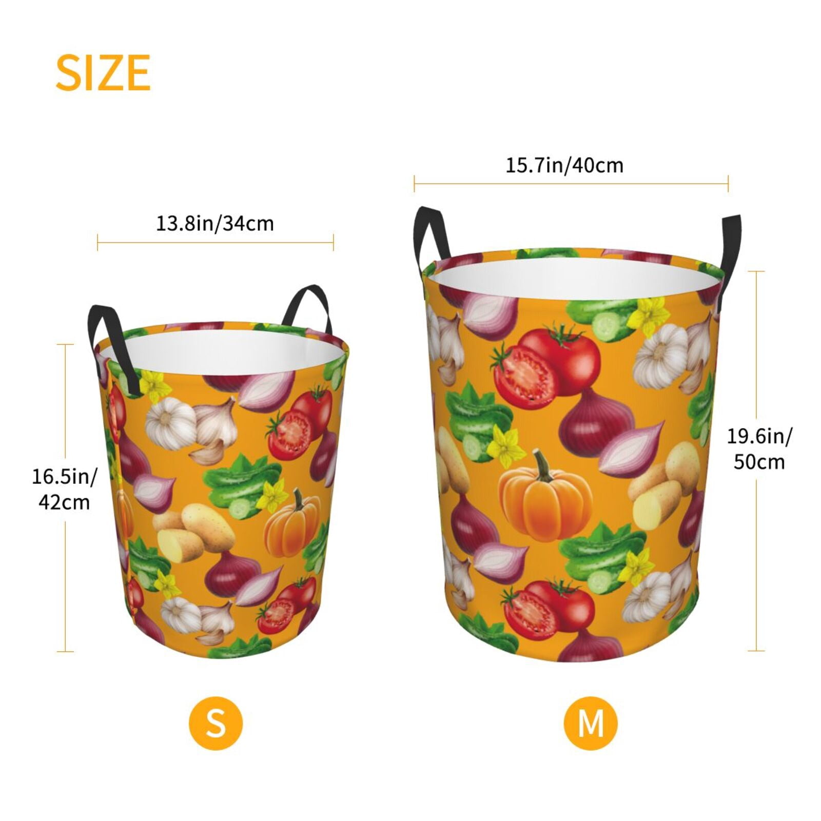 Large Laundry Basket with Handles - Garlic onion pumpkin potato Kids Baby Dirty Clothes Laundry Hamper for Bedroom Aesthetic