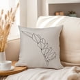 thumbnail image 3 of Ethan Taylor Botanical Throw Pillow Soft Cushion Cover 'Plant III Neutral Beige Leaf Botanicals' Modern Pattern Decorative Square Accent Pillow Case, 16x16 Inches, Beige, Black, 3 of 5