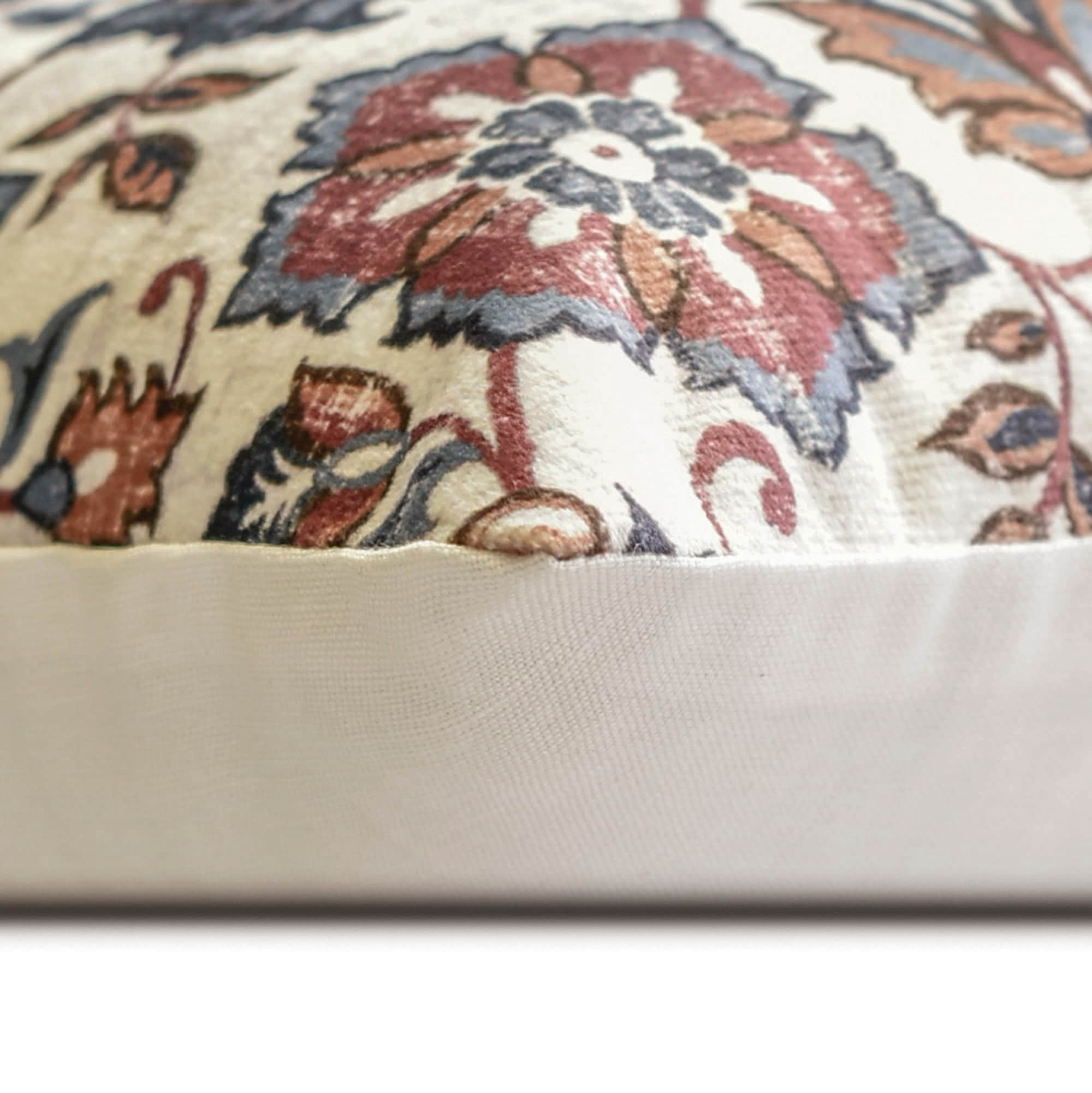 The HomeCentric Decorative Throw Pillow cover Blue & Rust 20"x20" (50x50 cm) Velvet Persian, Floral, Moroccan Pillow Case, Floral Contemporary Style - Zahara