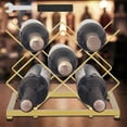 thumbnail image 3 of Countertop Wine Rack Iron Tabletop Wine Bottle Holder 5 Bottle Space Saving Tabletop Wine Bottle Stand with Anti-Slip Base Gold Geometric Wine Rack for Cabinet Pantry Restaurant 11x7.1 inch, 3 of 10