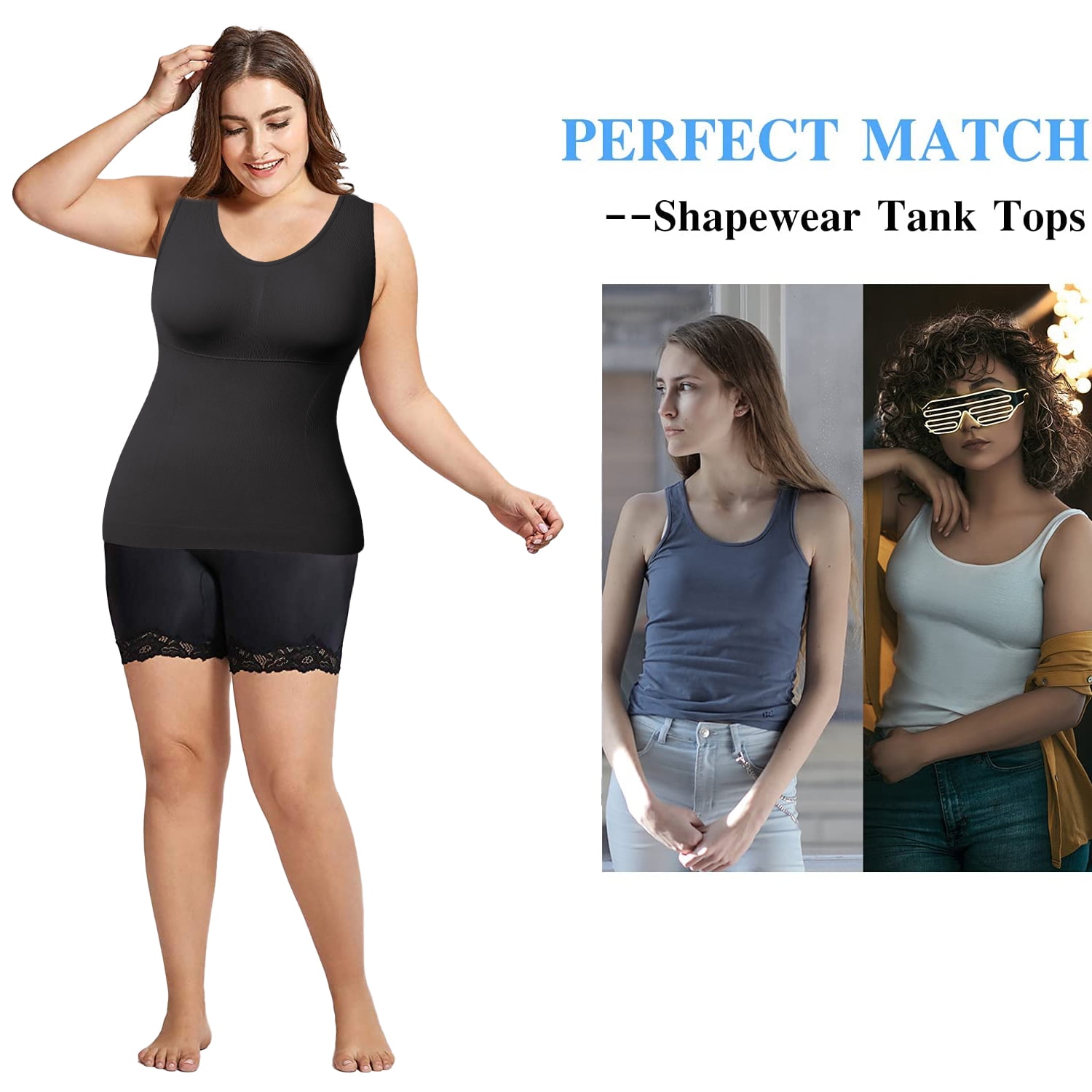 COMFREE Women's Cami Shaper Plus Size with Built in Bra