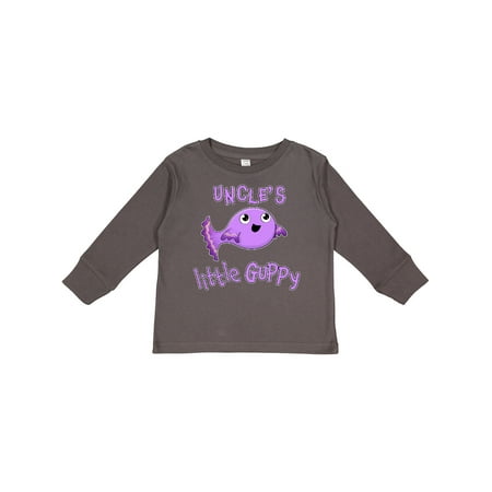 

Inktastic Uncle s Little Guppy- cute purple fish Boys or Girls Long Sleeve Toddler T-Shirt