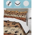 thumbnail image 4 of Quilts Full Size, Burnt Orange Dog Paws Soft Comforter Bedding Set for Bed, Farmhouse Vintage Modern Brown Wood Lightweight Quilted Bedspread with Pillow Cover(2 Pieces) for All Season, 78x90 Inch, 4 of 6