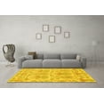 thumbnail image 3 of Ahgly Company Machine Washable Indoor Square Abstract Yellow Modern Area Rugs, 3' Square, 3 of 4