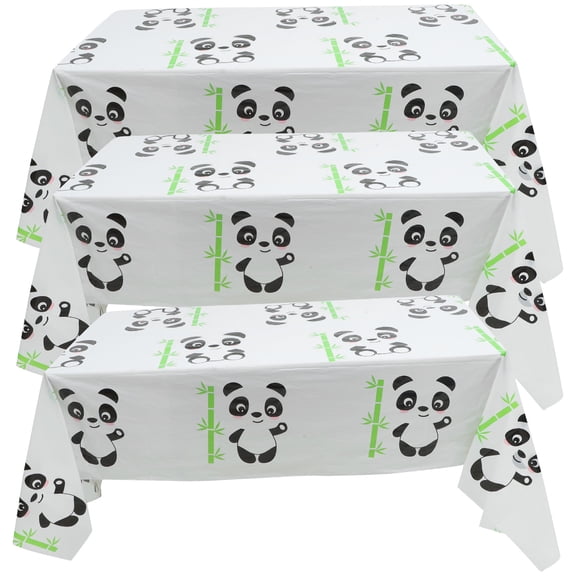 FENGGUIQU Panda Print Plastic Table Cloth 132x220cm Birthday Party Table Cover 3pcs
