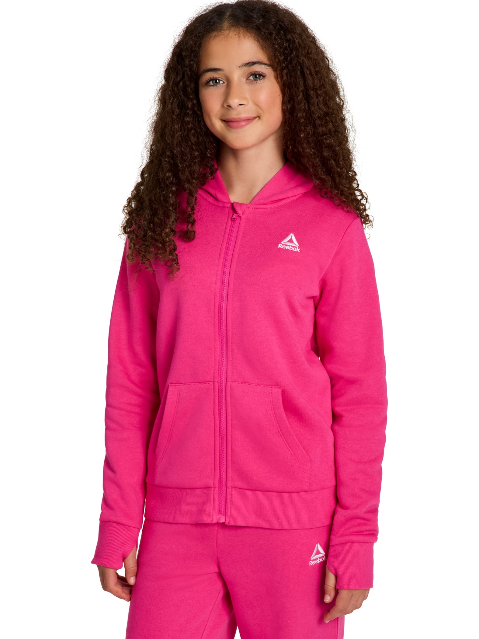 Reebok Girl’s Game Day Fleece Full Zip Hoodie, Sizes 4-18