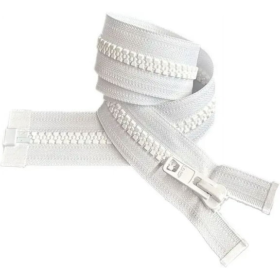 Lenzip #10 Heavy Duty Vislon Molded Plastic Marine Separating Zipper - Color: White - Made in The United States (1 Zipper Per Pack) (Molded - 68" Inches)