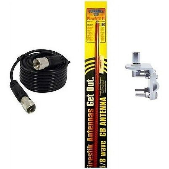 NEW FIRESTIK 2 FS3 R 3FT RED CB ANTENNA, 9FT COAX, BRACKET & STUD