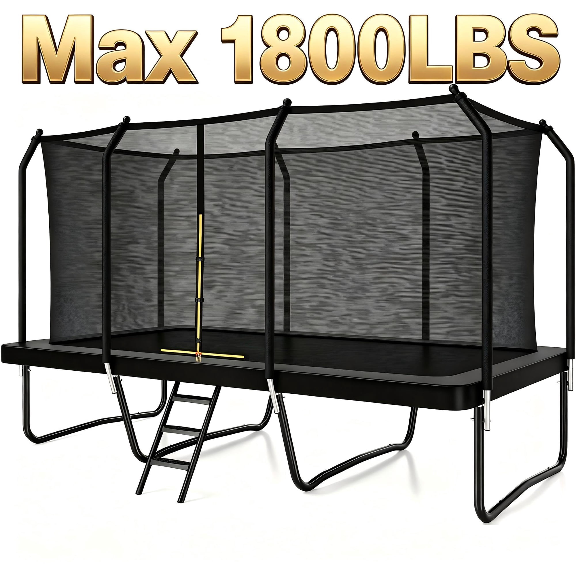 8x14 FT Rectangle Trampoline, Outdoor Square Gymnastics Trampoline with Safety Enclosure Net, Heavy Duty Recreational Trampoline for Kids Adults Backyard Play