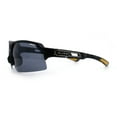 thumbnail image 6 of Xloop Mens Baseball Half Rim Rectangular Wrap Around Sport Plastic Sunglasses [Black Yellow Accent], 6 of 7