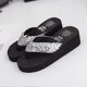 thumbnail image 3 of Women's Glitter Platform Sandals Shiny Thong Sandals Non-slip Wedge Heel Flops Size 37 (Silver), 3 of 3