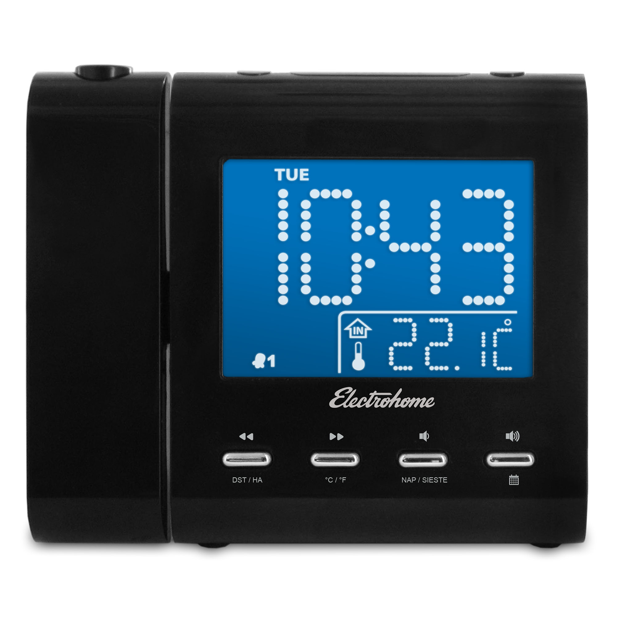 Electrohome Projection Alarm Clock with AM/FM Radio, Battery Backup, Auto Time Set, Dual Alarm