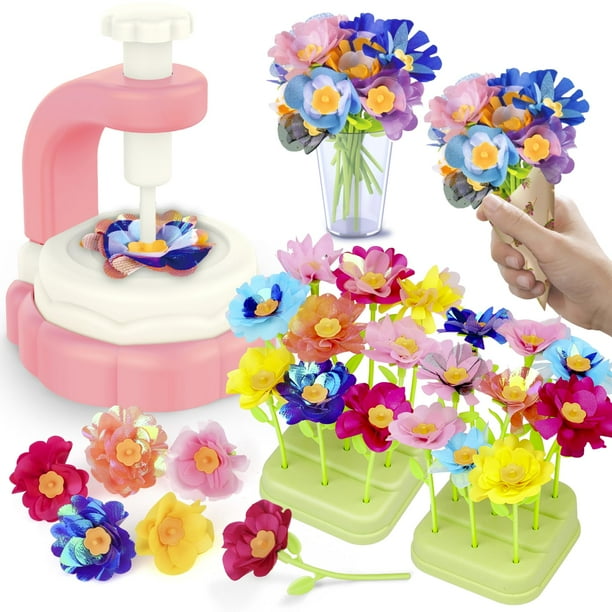 Kit de manualidades con forma de ramo de flores de tela para niños de 3 a 12 años
