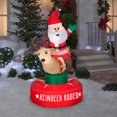 thumbnail image 2 of Gemmy Animated Christmas Airblown Inflatable Santa & Reindeer Rodeo Scene, 6.5 ft Tall, Multi, 2 of 3