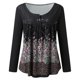 thumbnail image 4 of Pntutb Mujer Casual Camiseta Impreso Manga Larga Cuello Redondo Fruncido Pullover Blusa tops Pntutb Pntutb-7523, 4 of 5