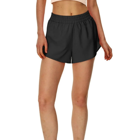YUGYXL Thin Sports Shorts for Women Stretch Waist Lightweight Workout Athletic Shorts Quick Dry Active Volleyball Shorts Black M